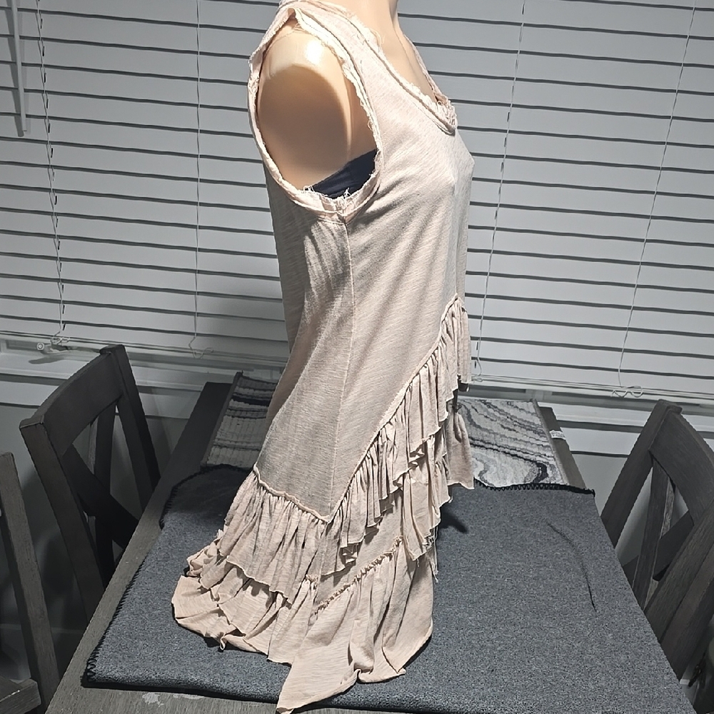 Cream Asymmetrical Ruffled Tunic - Picture 3 of 5
